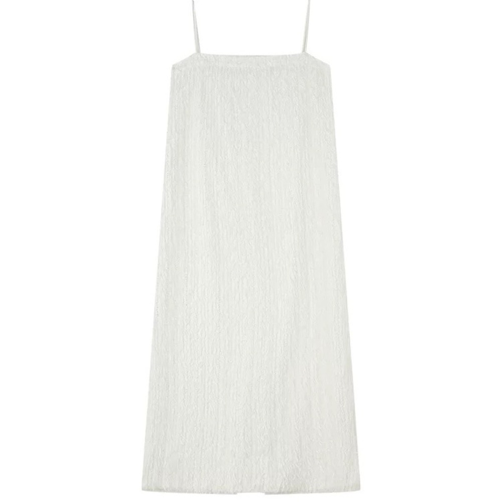 Chic White Spaghetti Strap Wedding Dress
